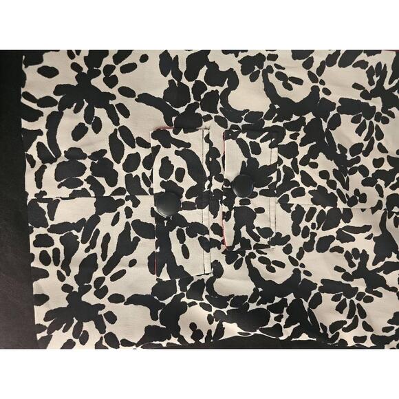 Kim Rogers Open Front Blazer Black White Red Print Petite 14P Jacket - Picture 8 of 9